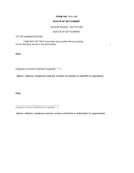 Document preview: Form 389 Notice of Settlement - Canada