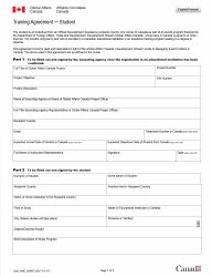Document preview: Form GAC-AMC2654 E Training Agreement - Student - Canada