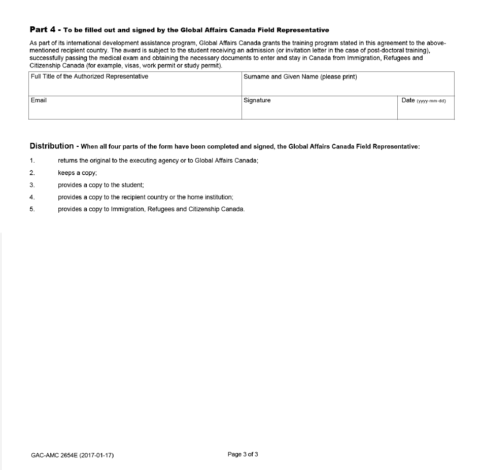 Form GAC-AMC2654 E Training Agreement - Student - Canada, Page 3