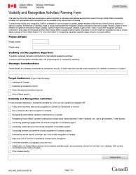 Document preview: Form GAC-AMC2203 E Visibility and Recognition Activities Planning Form - Canada
