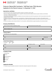 Form DFATD-MAECD1693 E Application for a Share of the Products of Natural Milk Constituents Trq - Canada (English/French)
