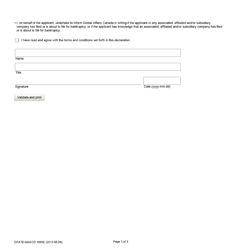 Form DFATD-MAECD1695E Application Form for Import Quota Shares of Specialty Creams Trq - Canada (English / French), Page 3