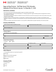 Document preview: Form DFATD-MAECD1510E Application Form for a Share of the Eggs and Egg Products Trq - Canada (English/French)
