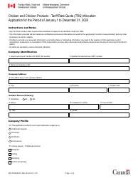 Document preview: Form DFATD-MAECD1686-1E Application for a Share of the Chicken Trq - Canada (English/French)