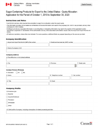 Document preview: Form DFATD-MAECD1685-2E Application Form for Sugar-Containing Products Allocation Holders to Retain Their Share of the Sugar-Containing Products Trq - Canada (English/French)