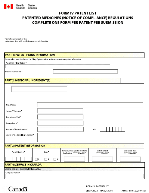Form IV  Printable Pdf