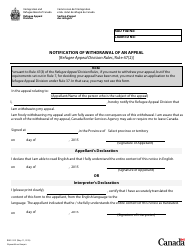 Document preview: Form RAD.22.01 Notification of Withdrawal of an Appeal - Canada