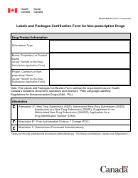 Document preview: Labels and Packages Certification Form for Non-prescription Drugs - Canada