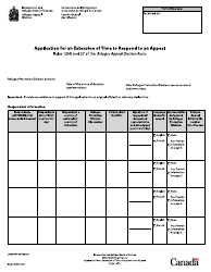 Document preview: Form RAD.00 Application for an Extension of Time to Respond to an Appeal - Canada