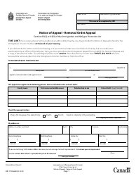 Form IRB/CISR666B Notice of Appeal - Removal Order Appeal - Canada