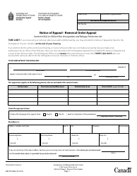 Form IRB/CISR666A Notice of Appeal - Removal Order Appeal - Canada