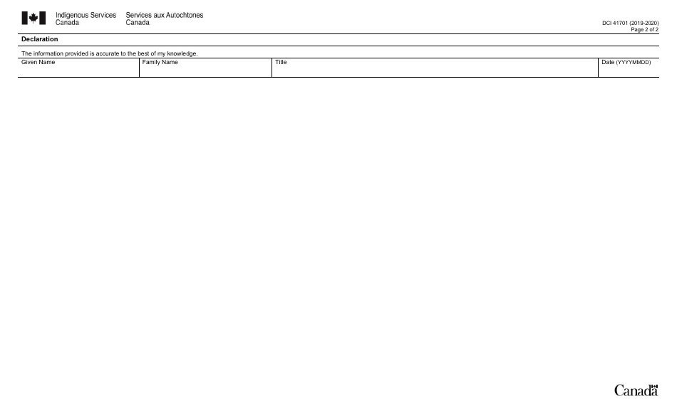Form DCI41701 Community Infrastructure and Housing Annual Report - Canada, Page 2