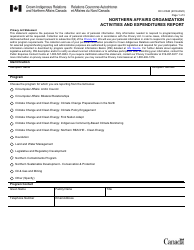 Form DCI41840 Northern Affairs Organization Activities and Expenditures Report - Canada