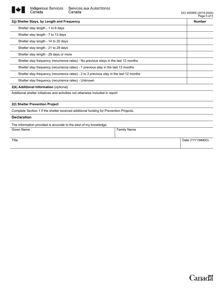 Form DCI455955 Family Violence Shelter and Prevention Project Annual Report - Canada, Page 5