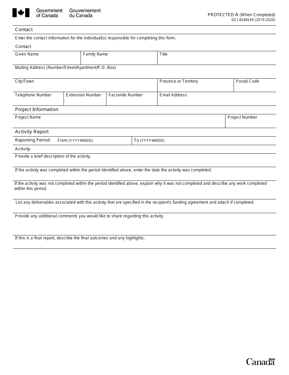 Form DCI4548549 Activities and Expenditures Report - Canada, Page 2