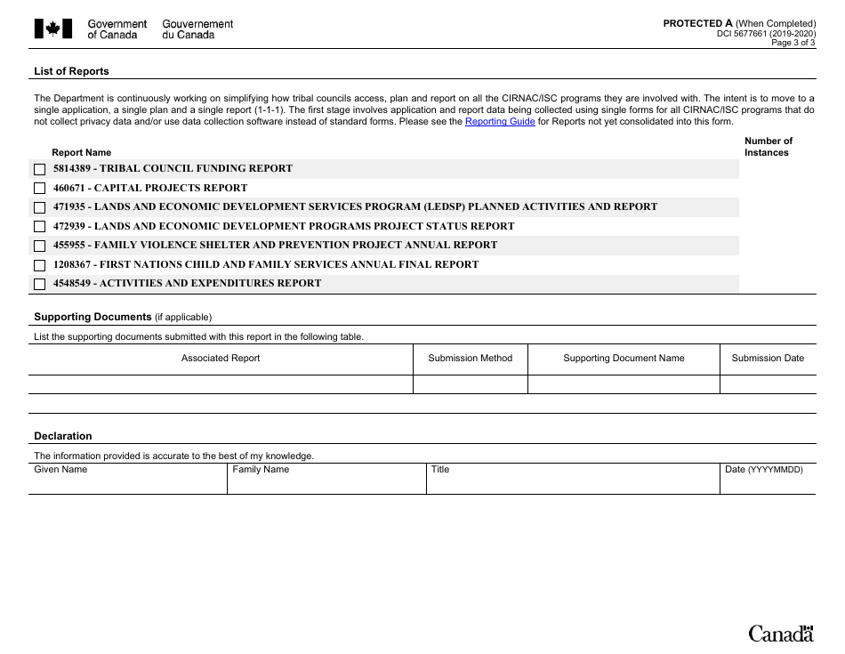 Form DCI5677661 Tribal Council Consolidated Report - Canada, Page 3