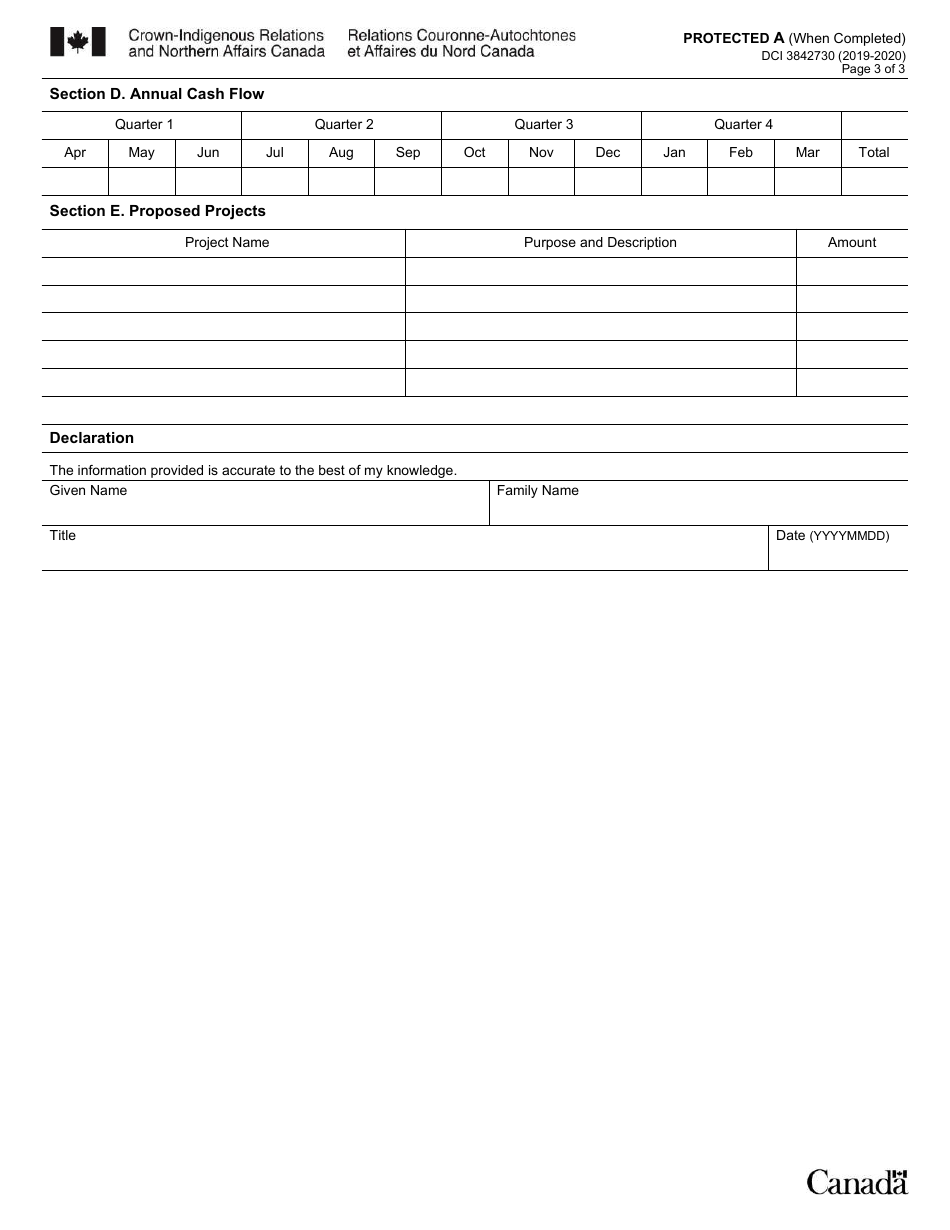 Form DCI3842730 Funding for Negotiations and Implementing Bodies Under Special Claims - Canada, Page 3