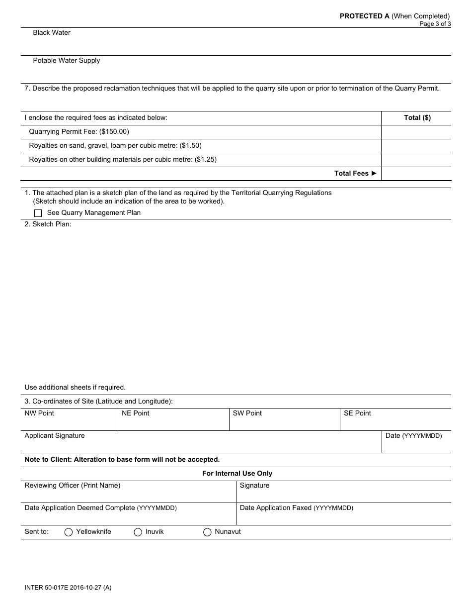 Form INTER50-017 E Quarrying Permit Application - Canada, Page 3