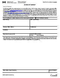 Document preview: Form INTER50-002E Notice of Survey - Canada