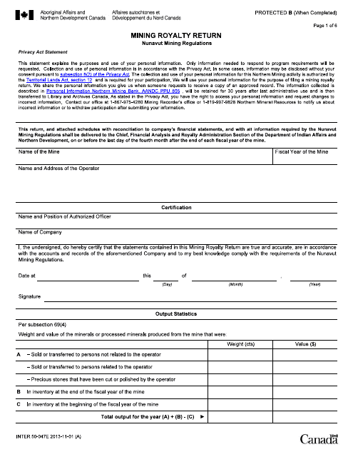 Form INTER50-047E  Printable Pdf
