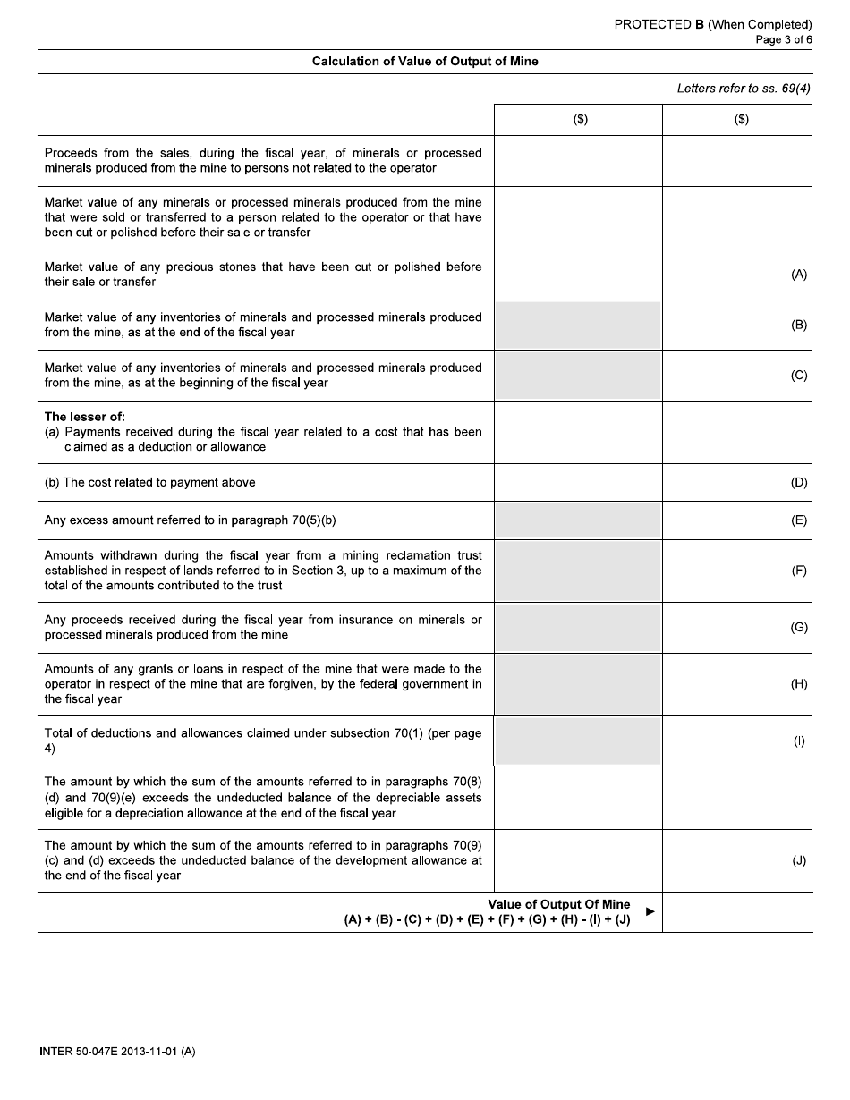 Form INTER50-047E Mining Royalty Return - Canada, Page 3