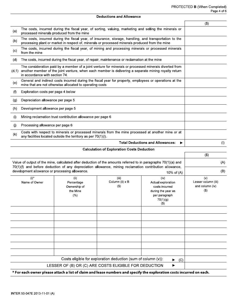 Form INTER50-047E Mining Royalty Return - Canada, Page 4