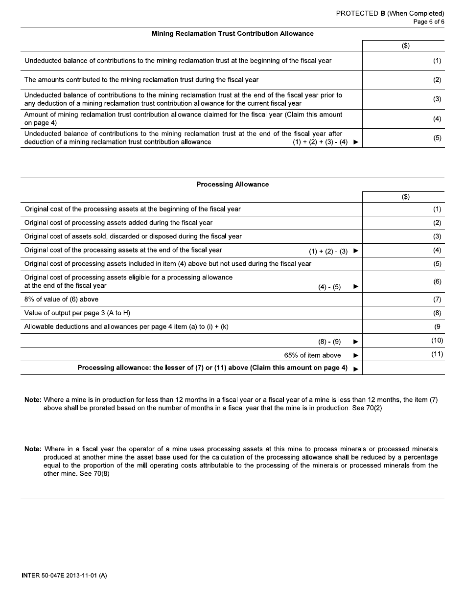 Form INTER50-047E Mining Royalty Return - Canada, Page 6