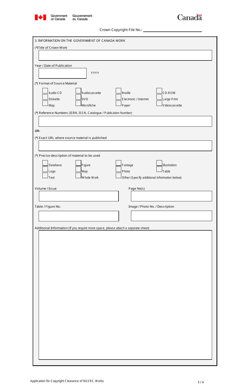 Application for Copyright Clearance of Nsercs Works - Canada, Page 3