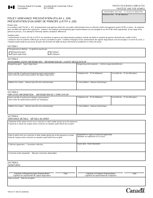 Form TBS/SCT340-53  Printable Pdf