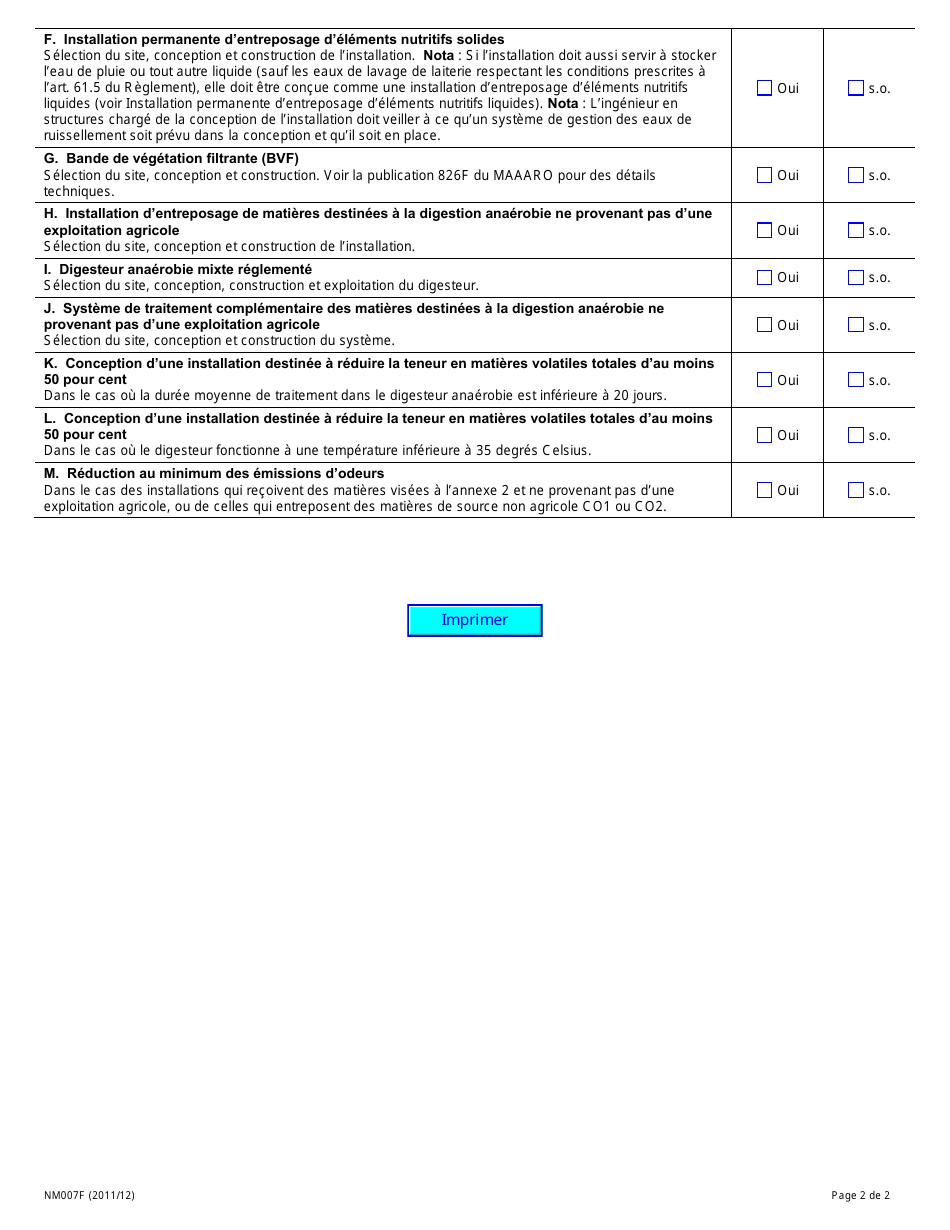 Forme NM007F Certificat Dengagement De Lingenieur - Ontario, Canada (French), Page 2