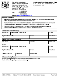 Document preview: Form 0423E Application for an Extension of Time - Ontario, Canada
