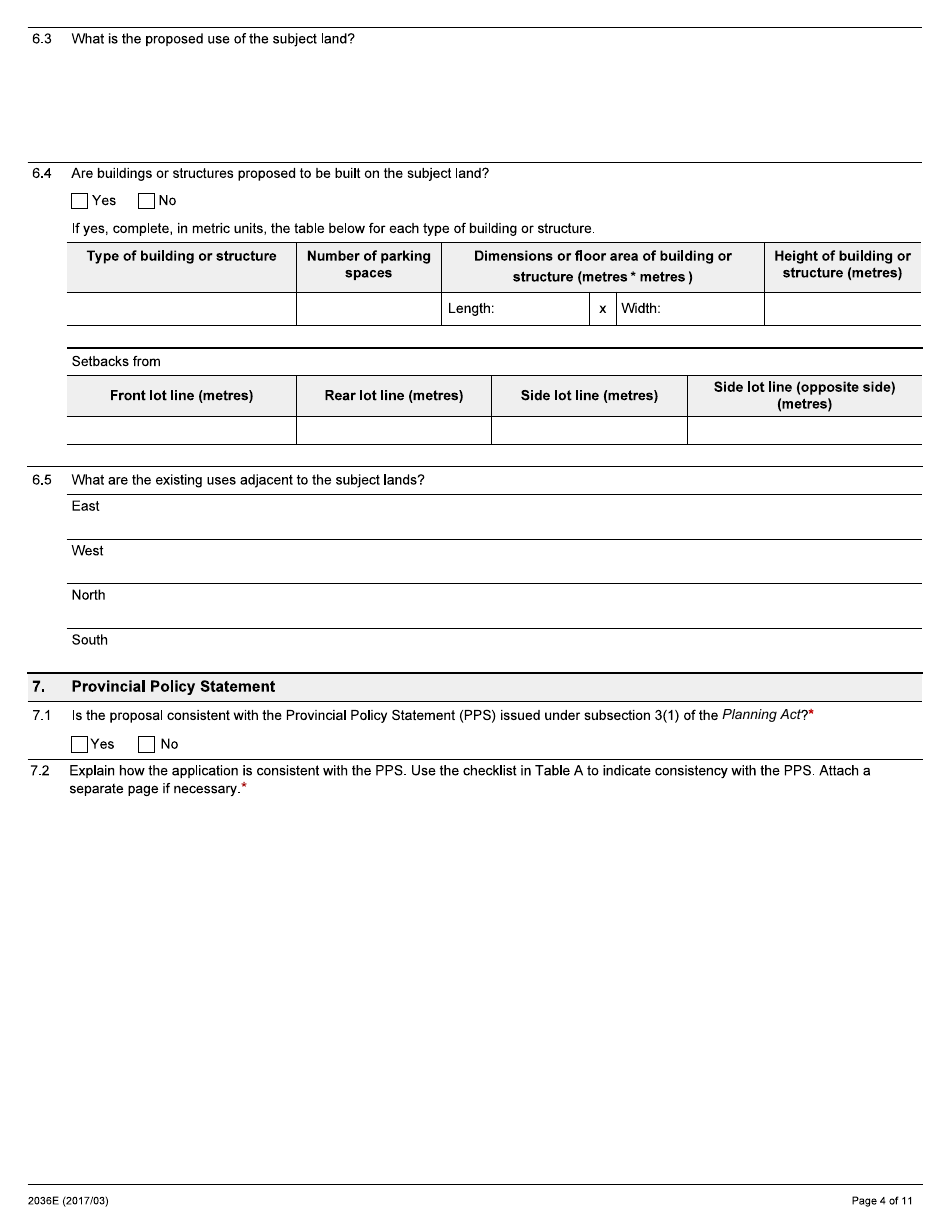 Form 2036E Application for Amendment to the Parkway Belt West Plan as Provided for by the Ontario Planning and Development Act - Ontario, Canada, Page 4