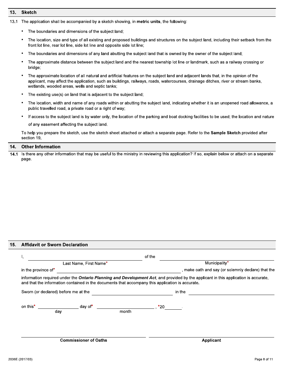 Form 2036E Application for Amendment to the Parkway Belt West Plan as Provided for by the Ontario Planning and Development Act - Ontario, Canada, Page 8