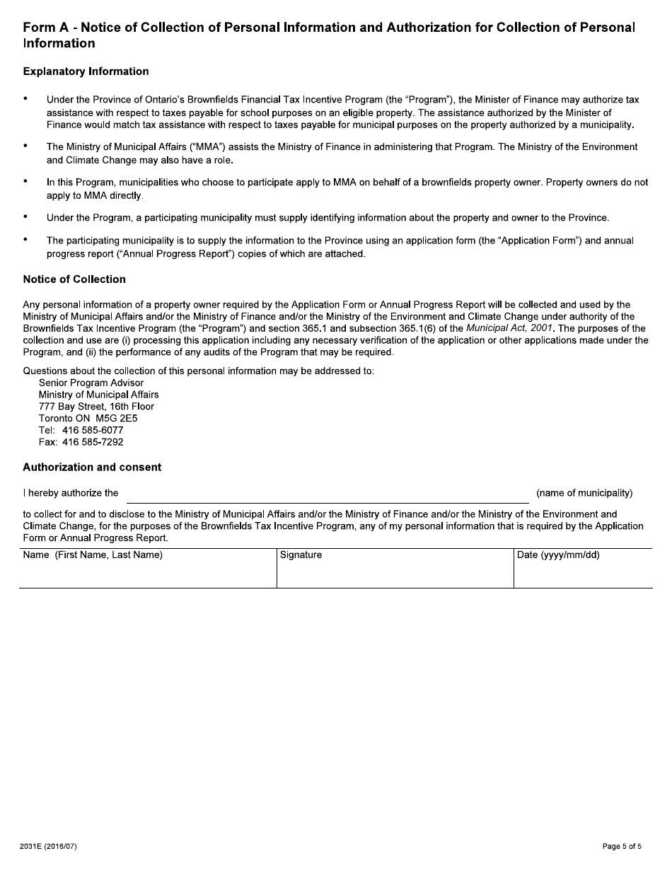 Form 2031E Application for Matching Education Property Tax Assistance - Ontario, Canada, Page 5