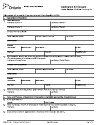 Form 2029E &quot;Application for Consent&quot; - Ontario, Canada