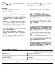 Form 3 (9502P_E) &quot;Appointment for Voting Proxy&quot; - Ontario, Canada