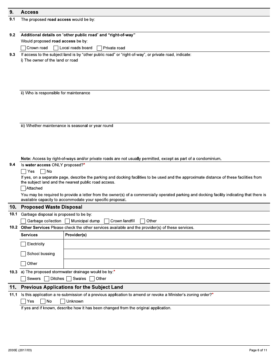 Form 2030E Application to Amend or Revoke a Ministers Zoning Order - Ontario, Canada, Page 6