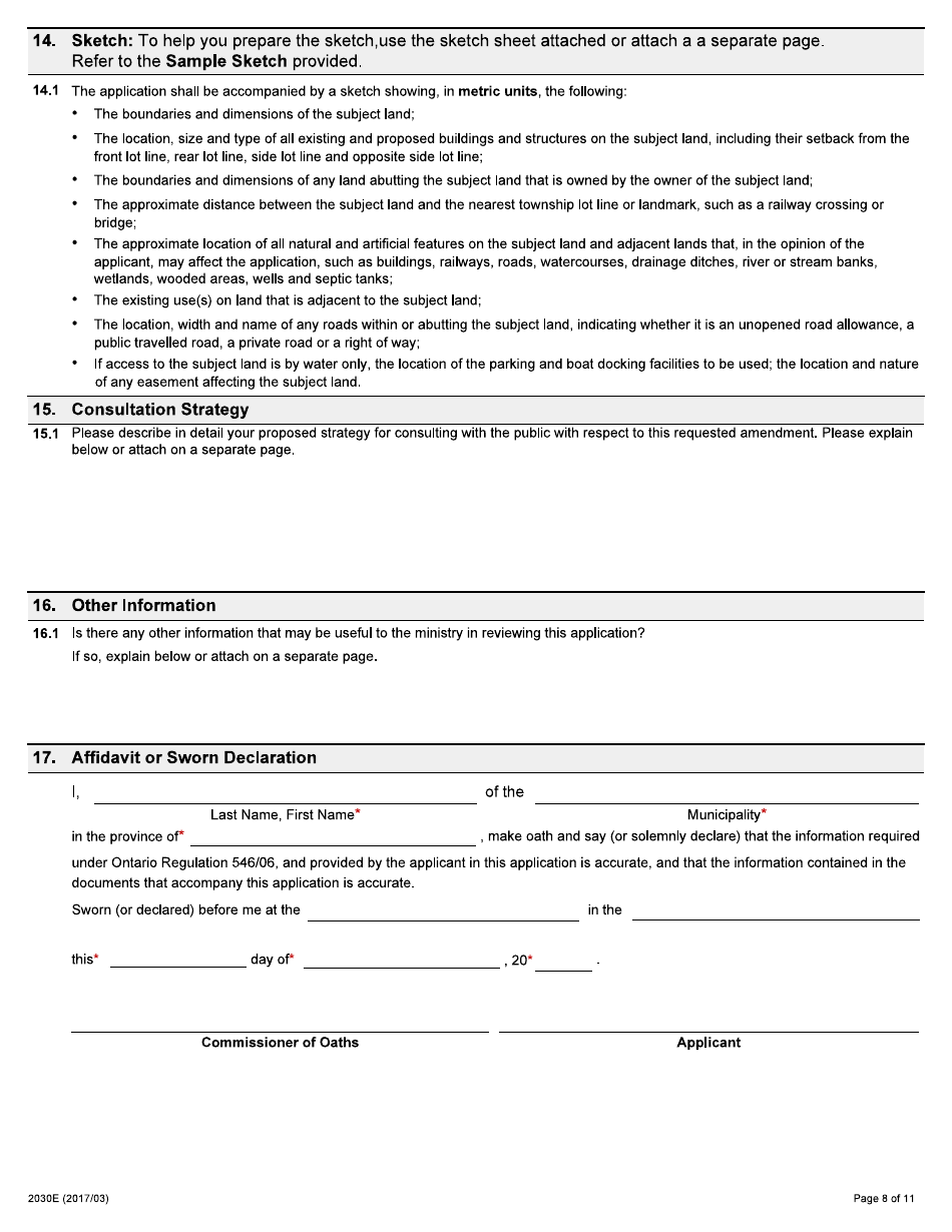 Form 2030E Application to Amend or Revoke a Ministers Zoning Order - Ontario, Canada, Page 8