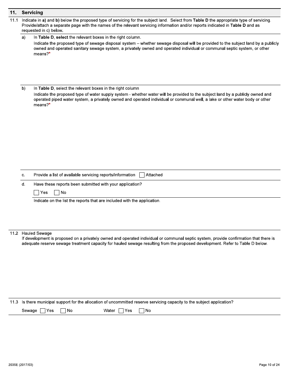 Form 2035E Application for Approval of a Plan of Subdivision and Condominium - Ontario, Canada, Page 10