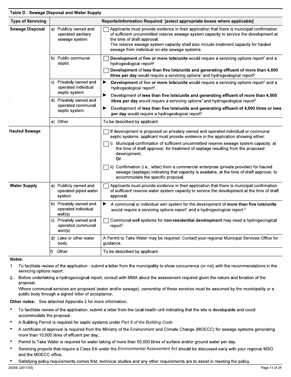 Form 2035E Application for Approval of a Plan of Subdivision and Condominium - Ontario, Canada, Page 11