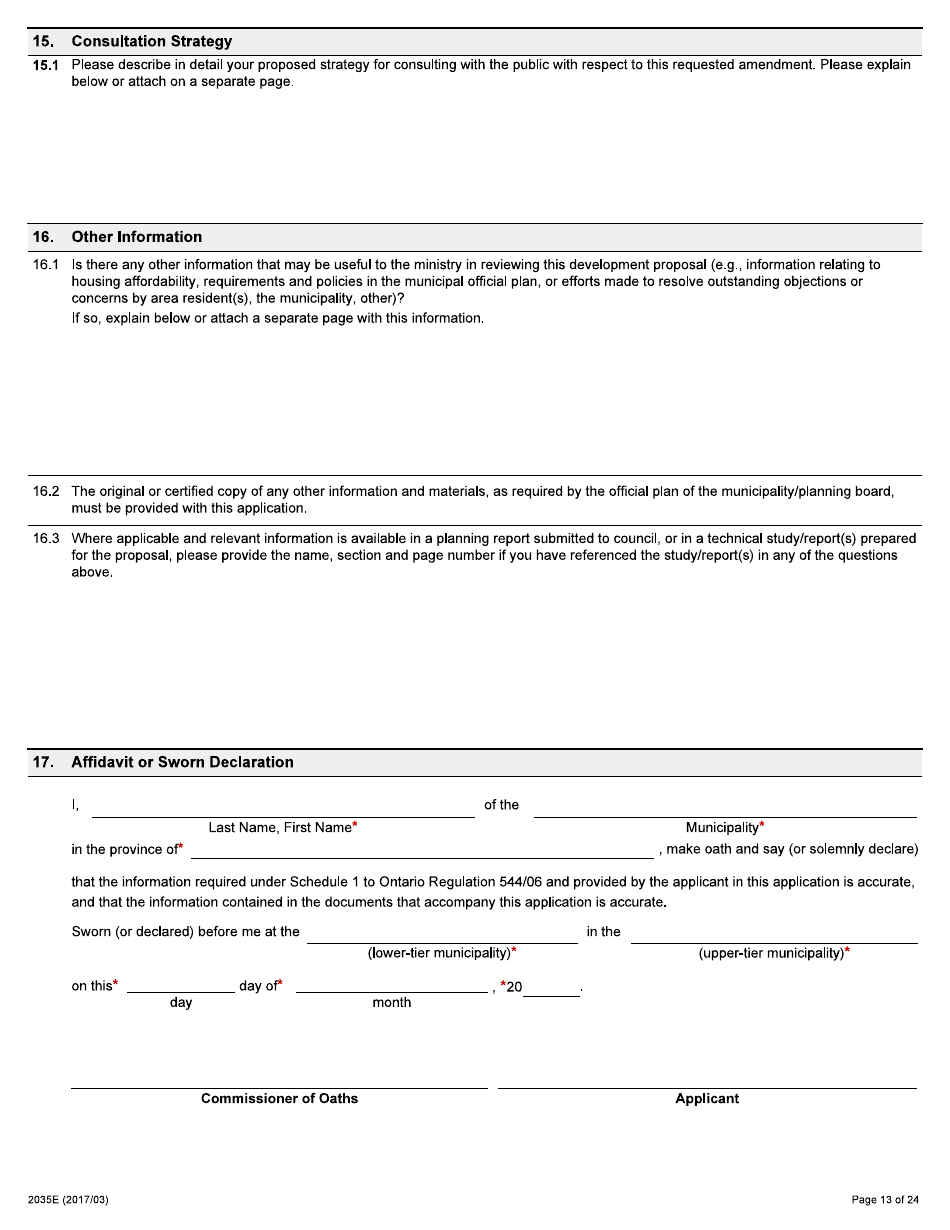 Form 2035E Application for Approval of a Plan of Subdivision and Condominium - Ontario, Canada, Page 13
