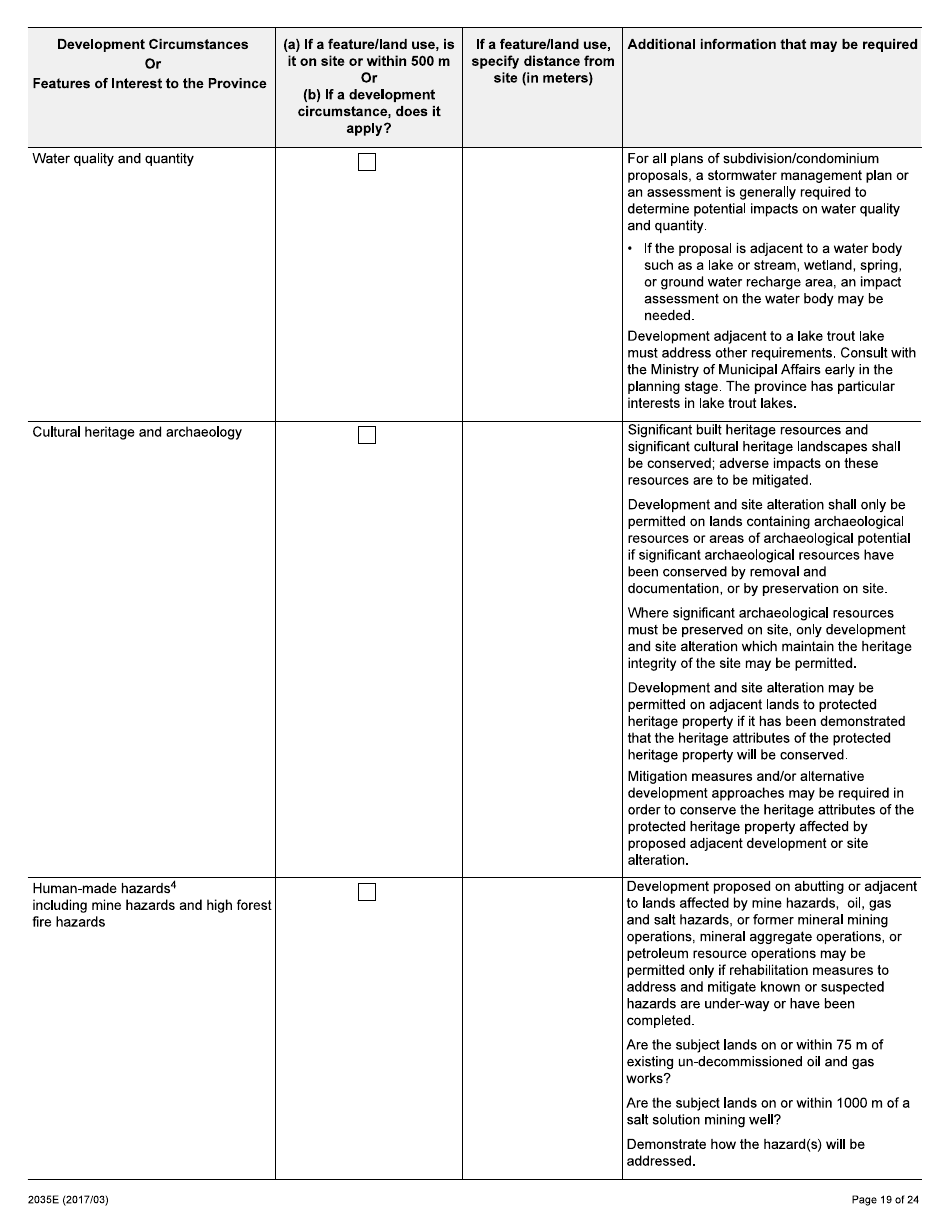 Form 2035E Application for Approval of a Plan of Subdivision and Condominium - Ontario, Canada, Page 19