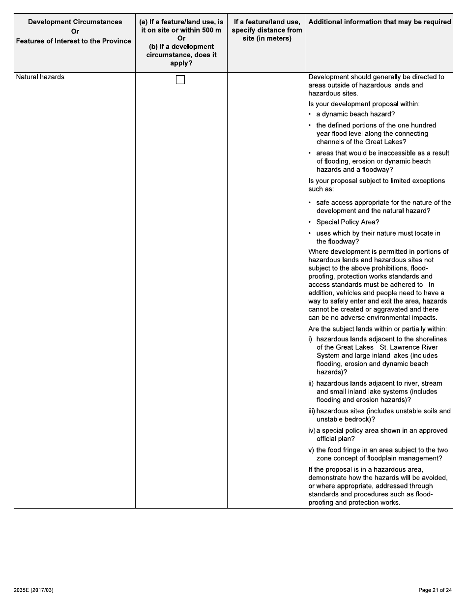 Form 2035E Application for Approval of a Plan of Subdivision and Condominium - Ontario, Canada, Page 21
