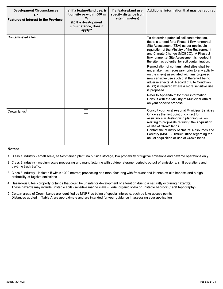 Form 2035E Application for Approval of a Plan of Subdivision and Condominium - Ontario, Canada, Page 22