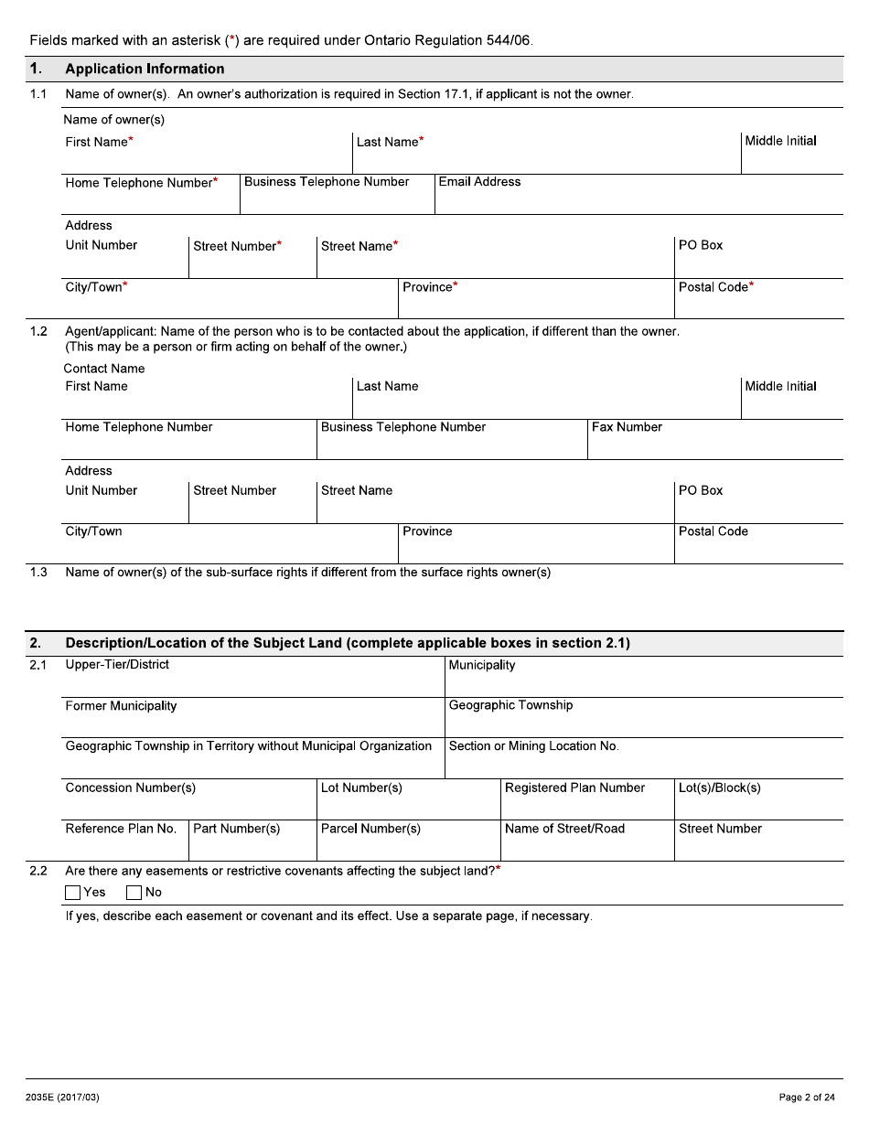 Form 2035E - Fill Out, Sign Online and Download Fillable PDF, Ontario ...