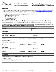 Form 0026E &quot;Application for Appointment to Agencies, Boards and Commissions&quot; - Ontario, Canada