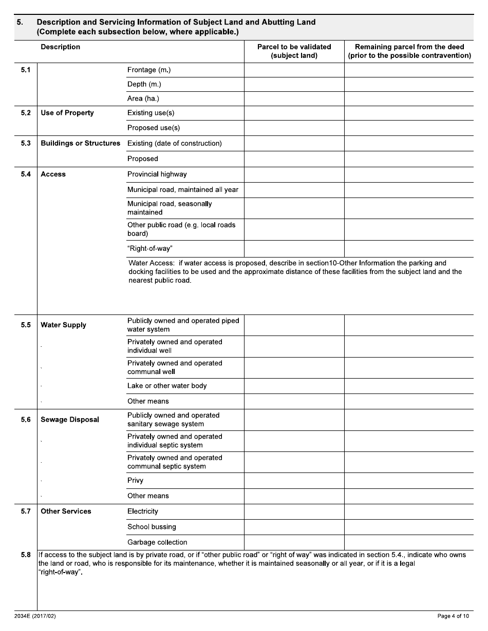 Form 2034E Application for Validation Order - Ontario, Canada, Page 4