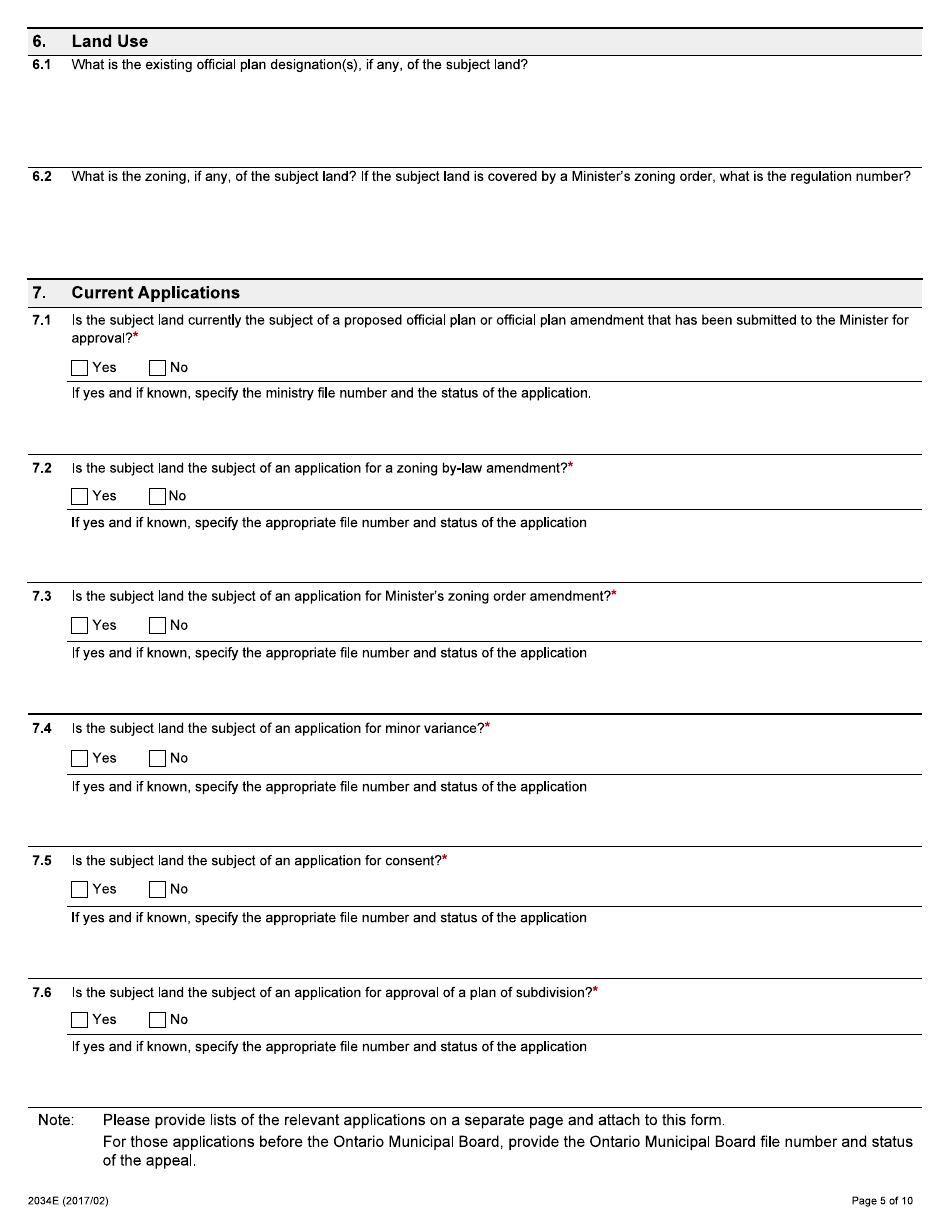 Form 2034E Application for Validation Order - Ontario, Canada, Page 5
