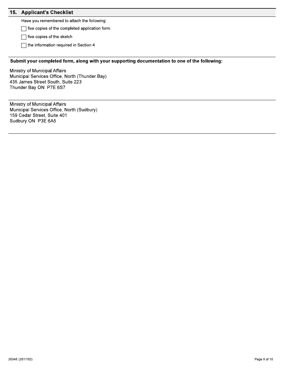 Form 2034E Application for Validation Order - Ontario, Canada, Page 9