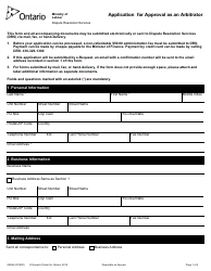 Form 2024E &quot;Application for Approval as an Arbitrator&quot; - Ontario, Canada